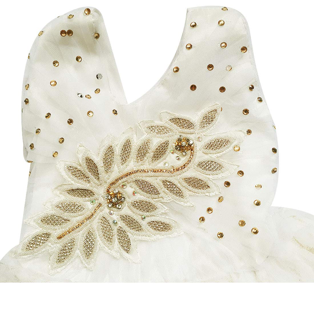 Baby Girl's Knee Length Birthday Doll Frock (k babu, Off-White, 9-12 Months)