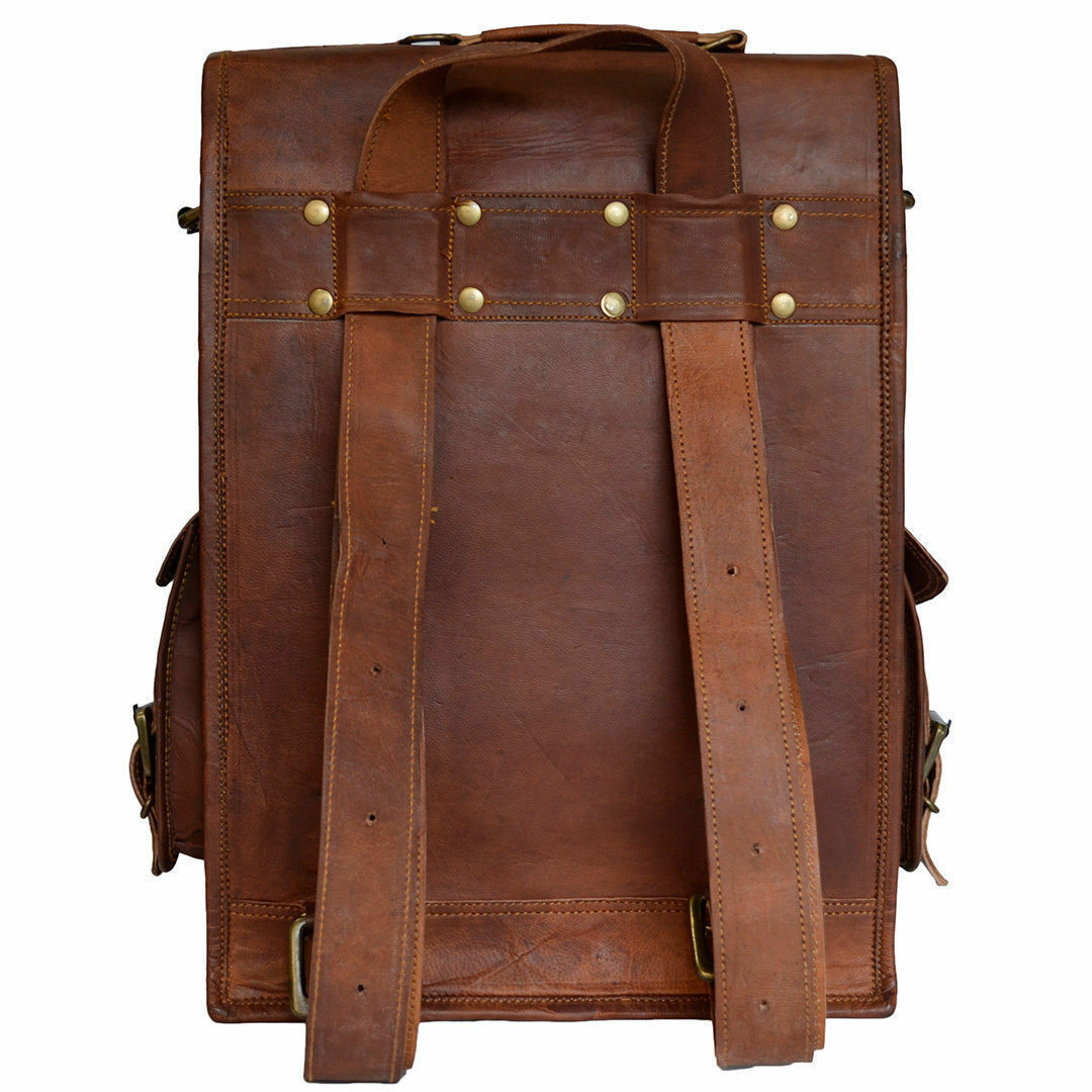 Genuine Soft Leather Vintage Laptop Backpack Rucksack Bag