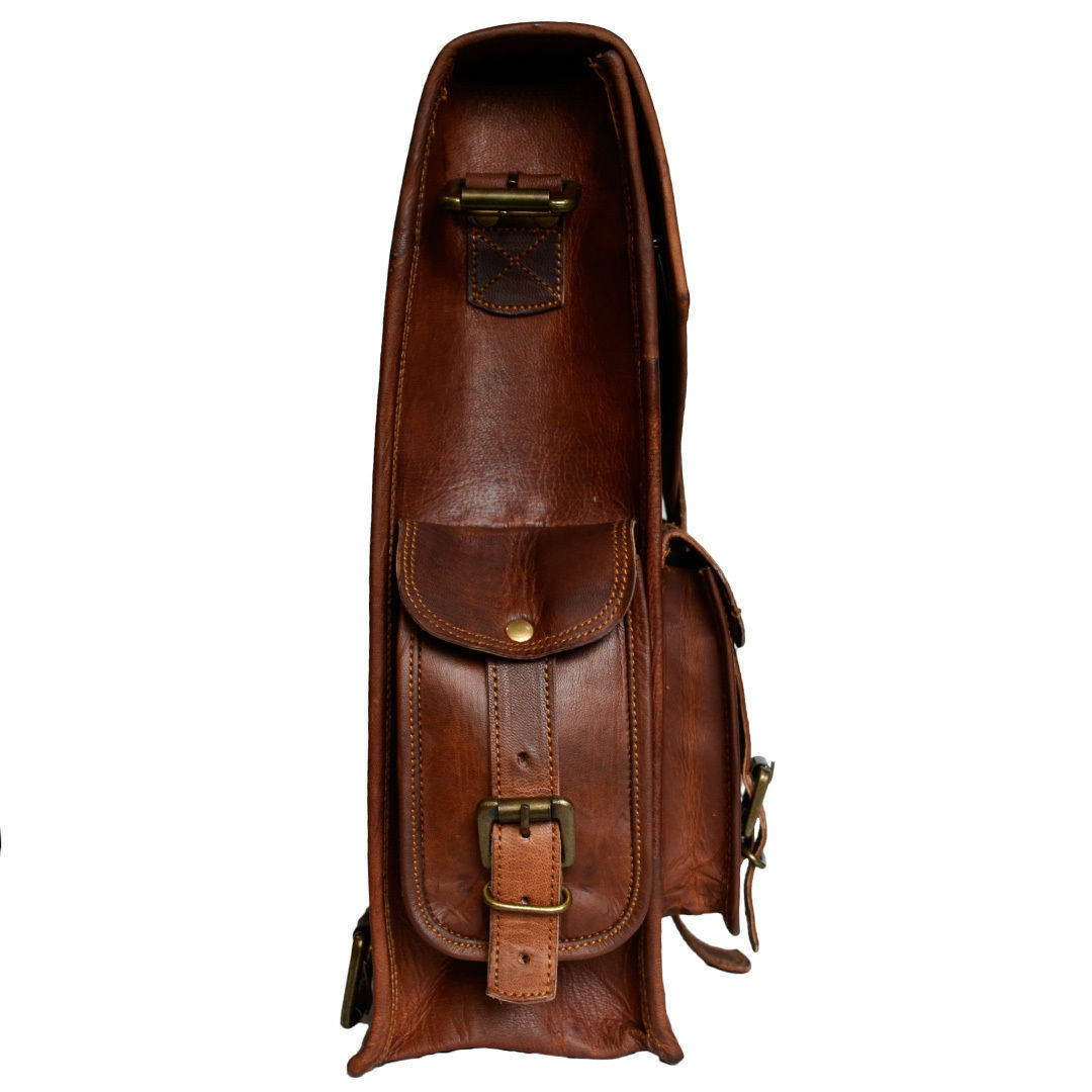 Genuine Soft Leather Vintage Laptop Backpack Rucksack Bag