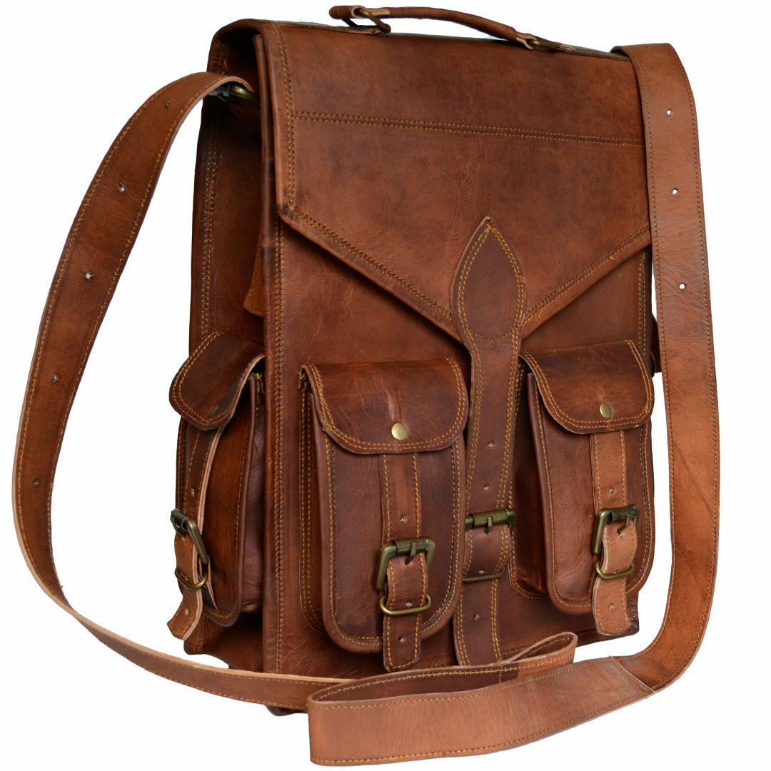 Genuine Soft Leather Vintage Laptop Backpack Rucksack Bag