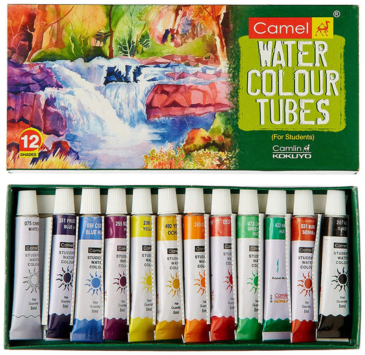 Camel Camlin Kokuyo Student Water Color Tube - 5ml Each, 12 Shades