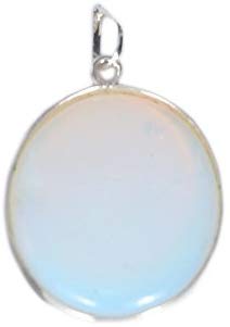 WholesaleGemShop - Opalite Round Cabochone Pendant With Sterling Silver