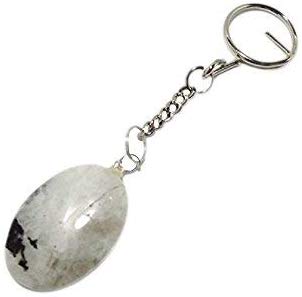 White Rainbow Moonstone Cabochone Keychain