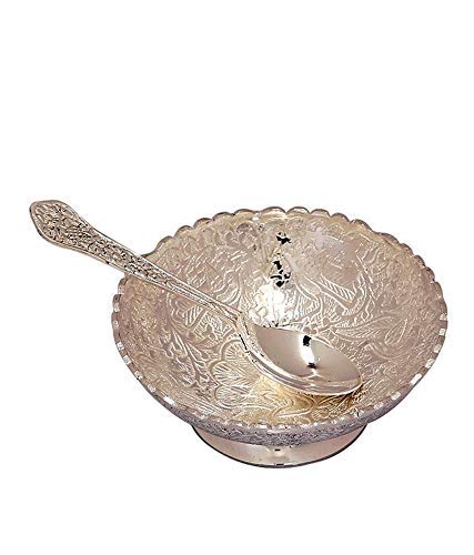 Rastogi Handicrafts Silver Plated Bowl Set with Spoon â€¦