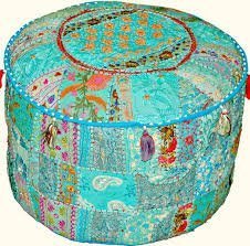 Rastogi handicrafts Patchwork Ottoman Pouf , Foot Stool,Indian Living Room Pouf, Round Ottoman Cover Pouf, Floor Pillow Ottoman Poof,Traditional Indian Home Decor Cotton Cushion Ottoman Cover