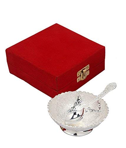 Rastogi Handicrafts Silver Plated Bowl Set with Spoon â€¦