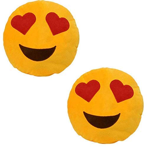 Heart Eyes Soft Smiley Cushion (Yellow) - Set of 2