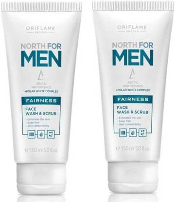 Oriflame Sweden two North for Men Fairness Scrub & Face Wash (150 ml)  (2 Items in the set)