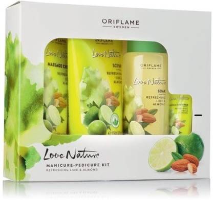 Oriflame Sweden Love Nature Manicure - Pedicure Kit Refreshing Lime & Almond  (500 ml, Set of 4)