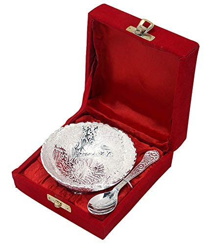 Rastogi Handicrafts Silver Plated Bowl Set with Spoon â€¦