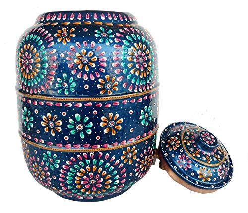 Rastogi Handicrafts pure copper Hammered water storage pot 6.5 liter capacity outer side water proof Hand painted with free tumbler