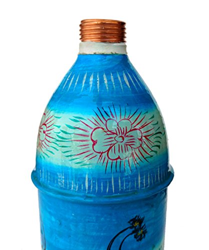 Rastogi Handicrafts Pure Copper Hand Painted Water Bottle Tumbler,Bislari Indian Traditional Style Ganesh Hand Work (750 ml)