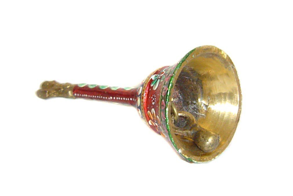 Pure Brass Dinner Bell Decorated Indian Handicraft Article Pooja Bell, Puja Bell