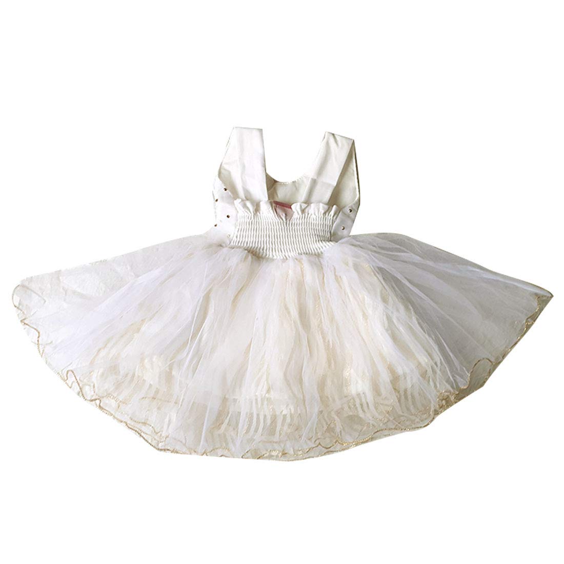 Baby Girl's Knee Length Birthday Doll Frock (k babu, Off-White, 9-12 Months)