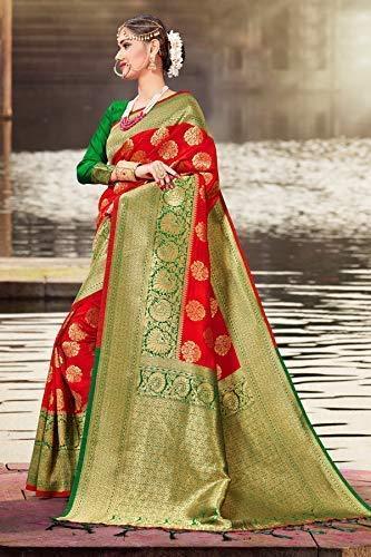 sarees-for-women-banarasi-art-silk-woven-saree-l-indian-wedding-traditional-wear-sari-and-blouse-red