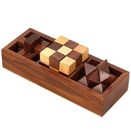 Rastogi Handicrafts Wooden Game Set - 3D Puzzles for Teens and Adults 3-in-One Wooden Puzzle