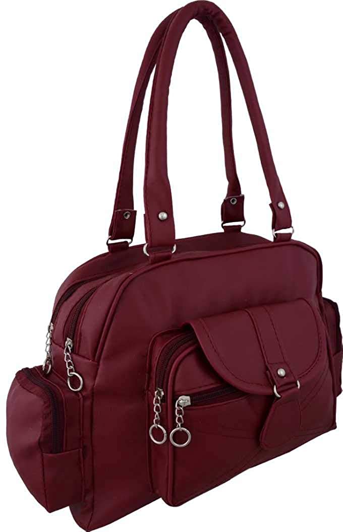 Women's D pocket maroon synthetic Shoulder handbag and wallet