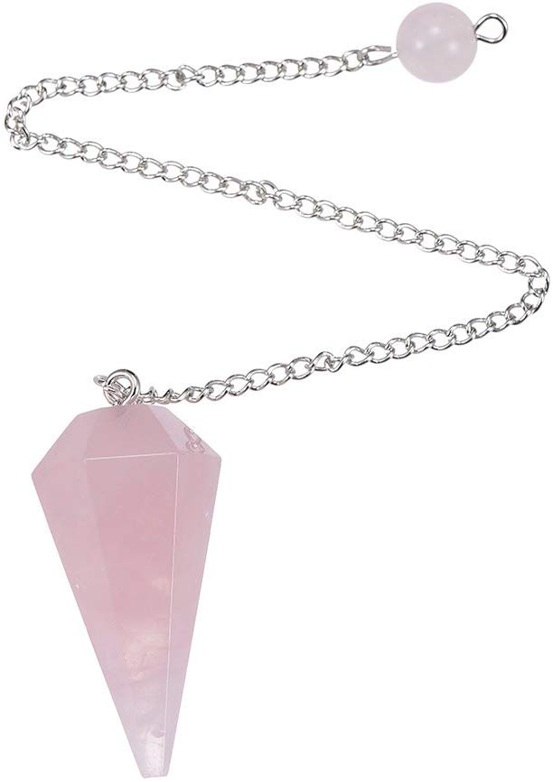 Natural Rose Quartz Crystal Pendulum 12 Facet Reiki Charged