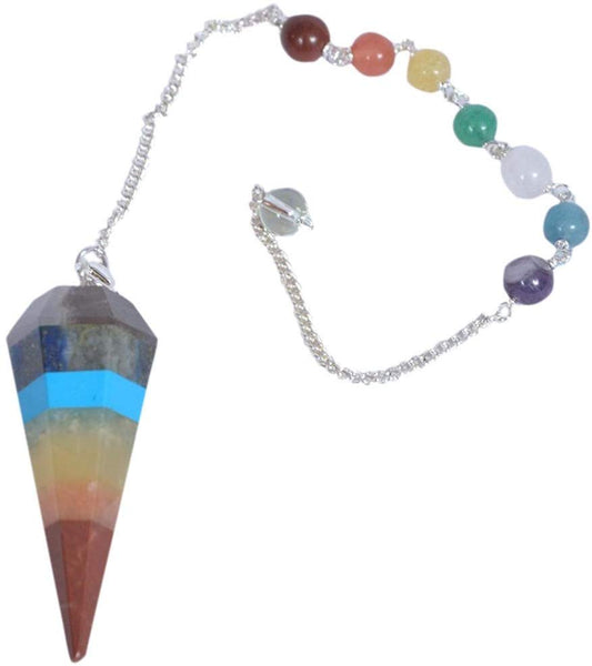 WholesaleGemShop Hexagonal Healing Pointed Quartz Chakar with Firoza Pendulum Pendants