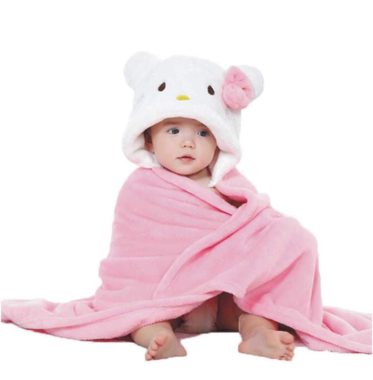 Baby Blanket Wrapper Hooded Bath Towel (Katty)