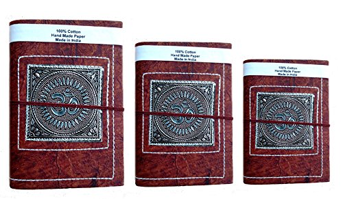 Rastogi Handicrafts Gift Handmade Paper Diary Notebook Planner Silver Plated OM Printed Journal (3)