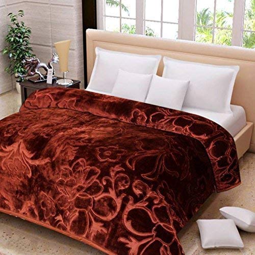 Brown Single Bed Blanket Heavy Winter Mink Soft AC Room Fleece All Weather Warm kambal Panipat Made IN India(55x85) (Brown, Single)