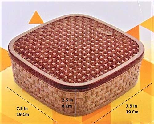 Masala Rangoli Box Dabba for Keeping Spices | Spice Box for Kitchen | Plastic Wooden Style Masala Box | Masala Container | Masala Dabba (Brown, Grey, Cream & Beige)