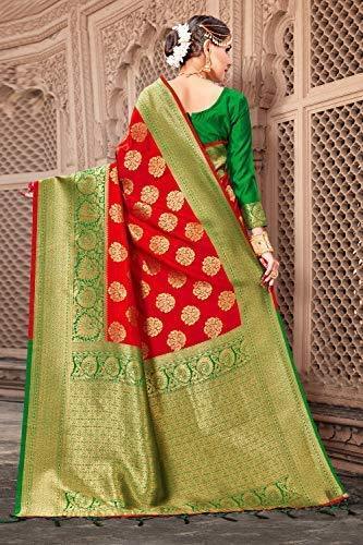 sarees-for-women-banarasi-art-silk-woven-saree-l-indian-wedding-traditional-wear-sari-and-blouse-red