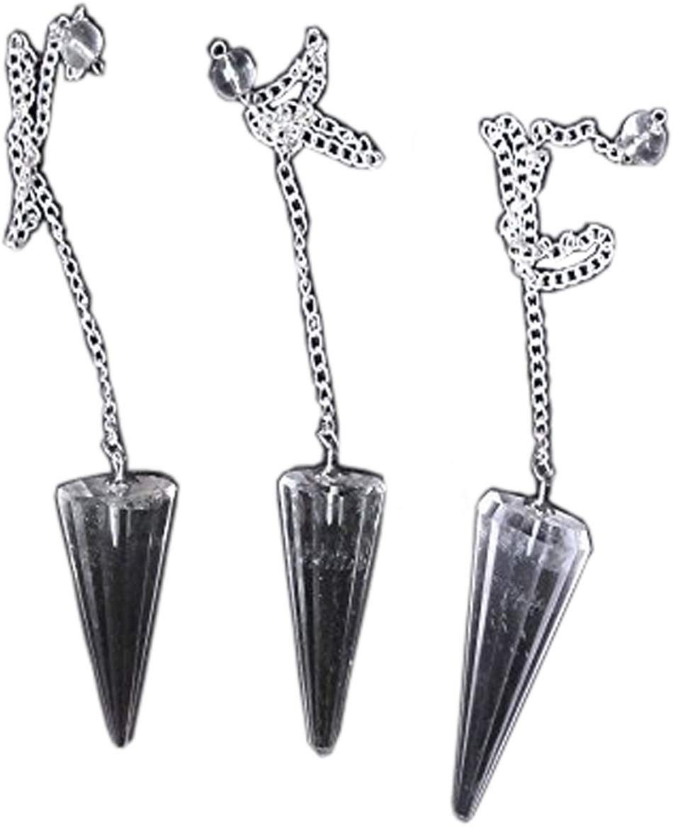 Gemstone Faceted Clear Crystal Quartz Cone Shaped Top Quality Pendulum With Chakra Chain A++