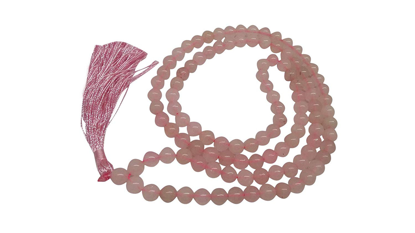 WholesaleGemShop Natural Rose Quartz Mala with 108 Prayer Beads Perfect for Meditation Spiritual Jap Mala Prayer Mala Necklace