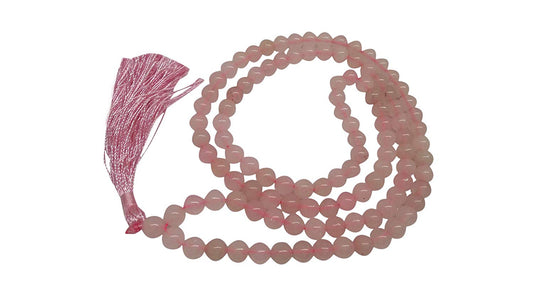 WholesaleGemShop Natural Rose Quartz Mala with 108 Prayer Beads Perfect for Meditation Spiritual Jap Mala Prayer Mala Necklace