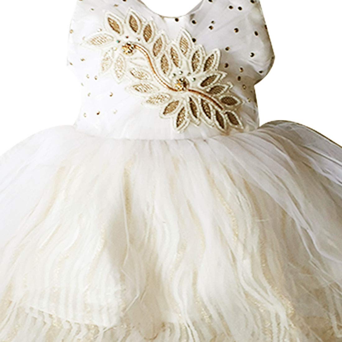 Baby Girl's Knee Length Birthday Doll Frock (k babu, Off-White, 9-12 Months)