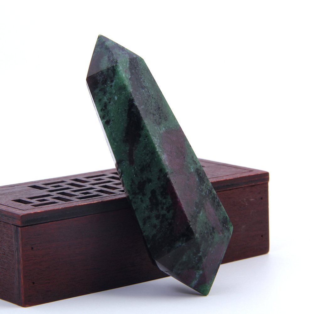 Hongjintian Natural Rock Epidote Reiki Healing Crystal Points / Column (3.51inch)