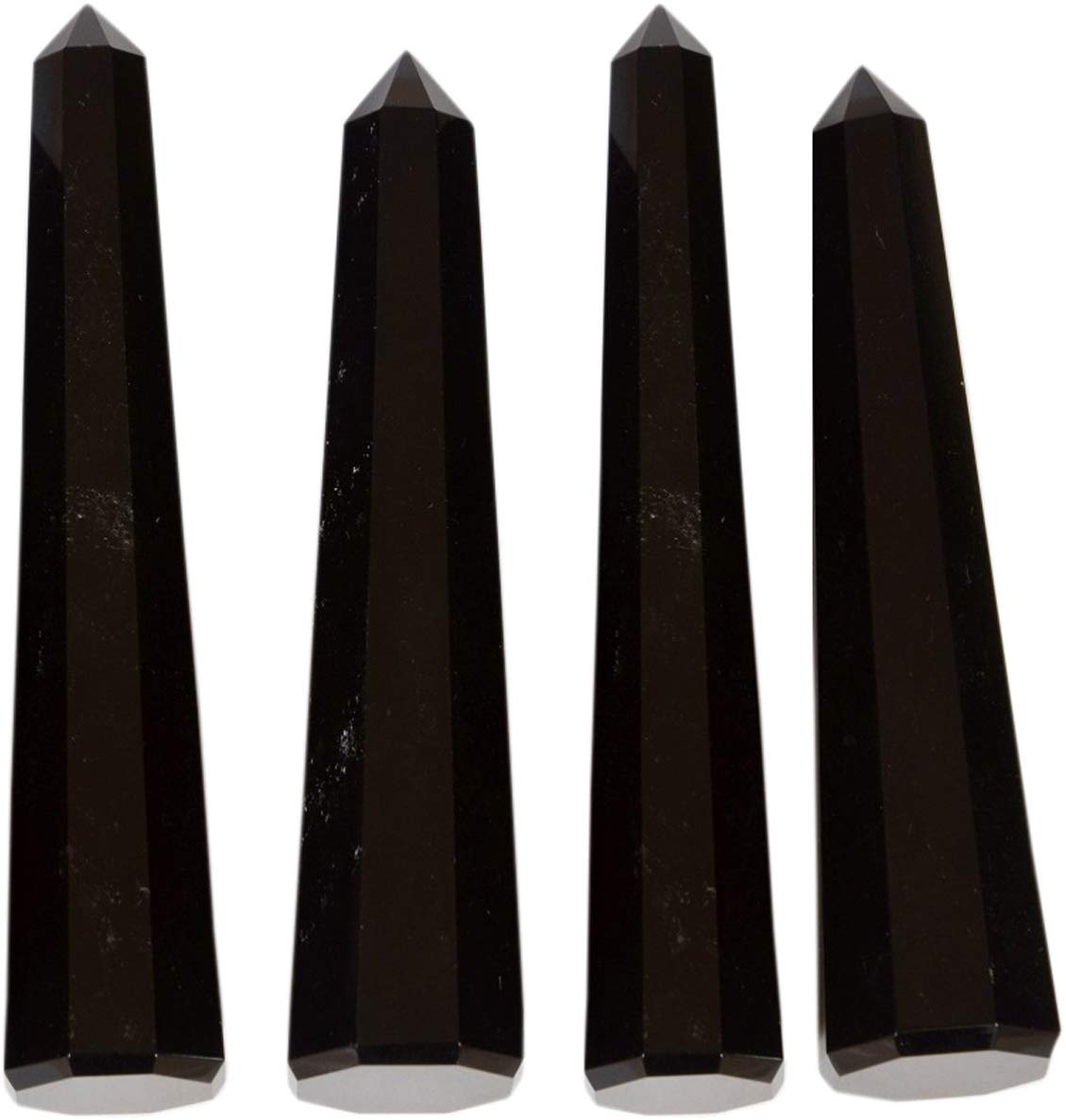 WholesaleGemShop Beautiful Healing Natural Black Tourmaline Obelisk Tower Jumbo 6 Facet Aura Rock Crystal Natural Polished