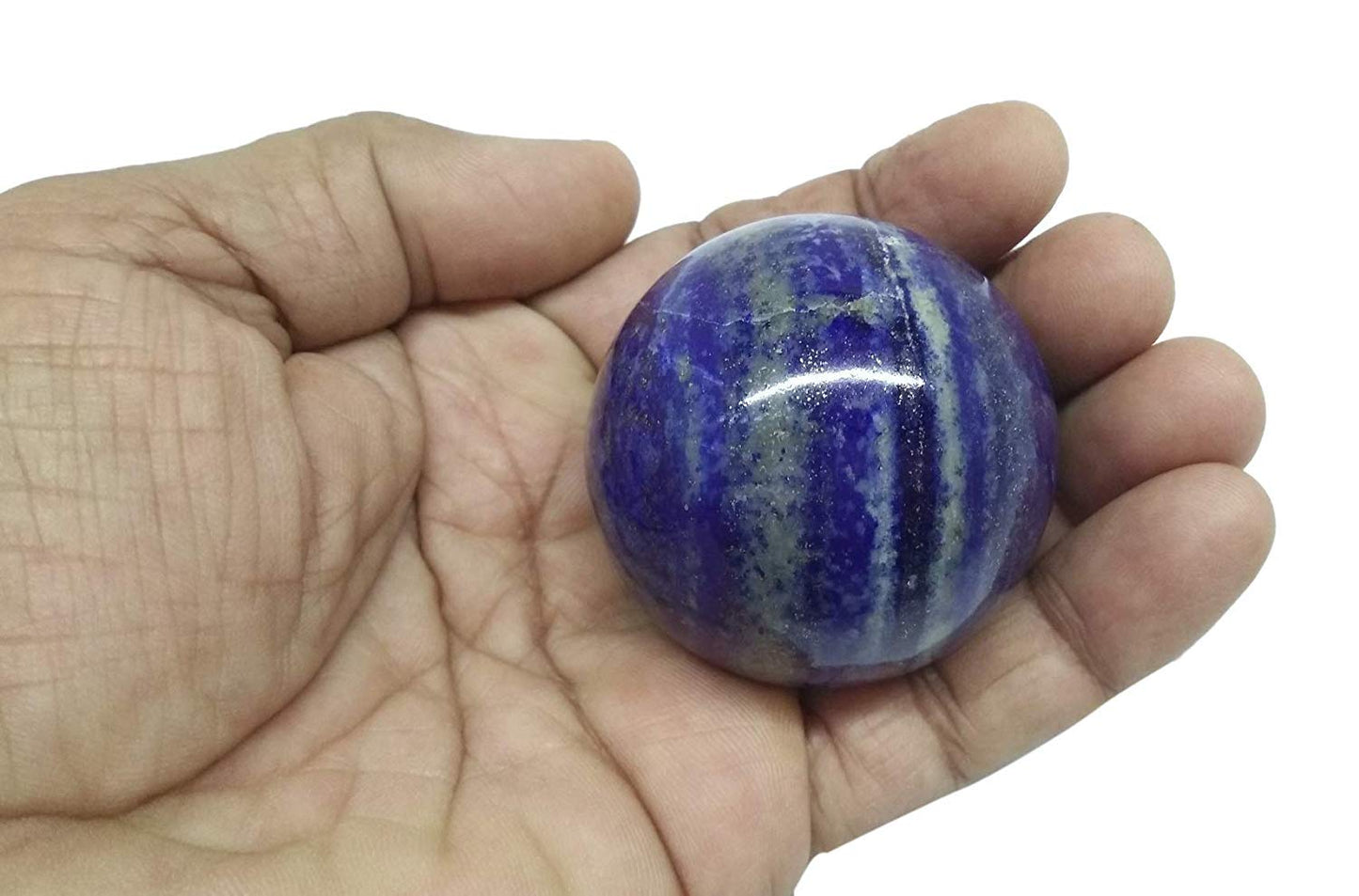 WholesaleGemShop Natural Lapis Lazuli 35-38 mm Ball Sphere Gemstone A+ Hand Carved Crystal Altar Healing Devotional Focus Spiritual Chakra Cleansing Metaphysical Gift Men Women