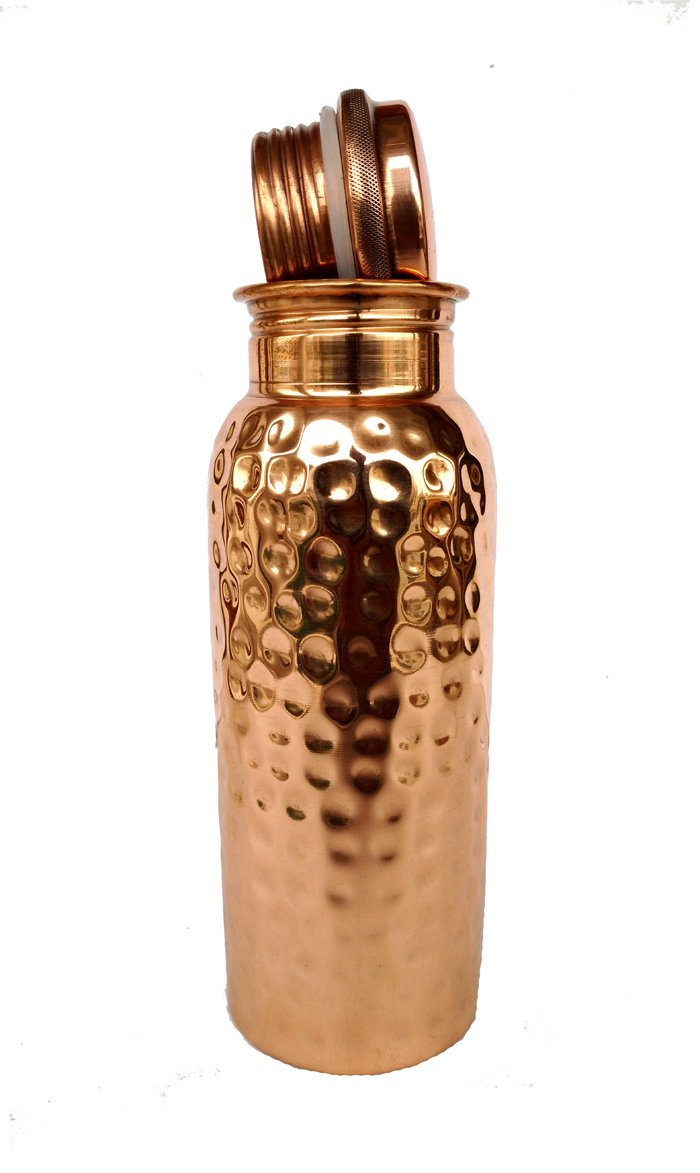 Rastogi Handicrafts Pure Copper Bottle Plain/Smooth/Shiny Bottle Capacity 16oz / 500 ml for Drinking Water Storage/Yoga Bottle