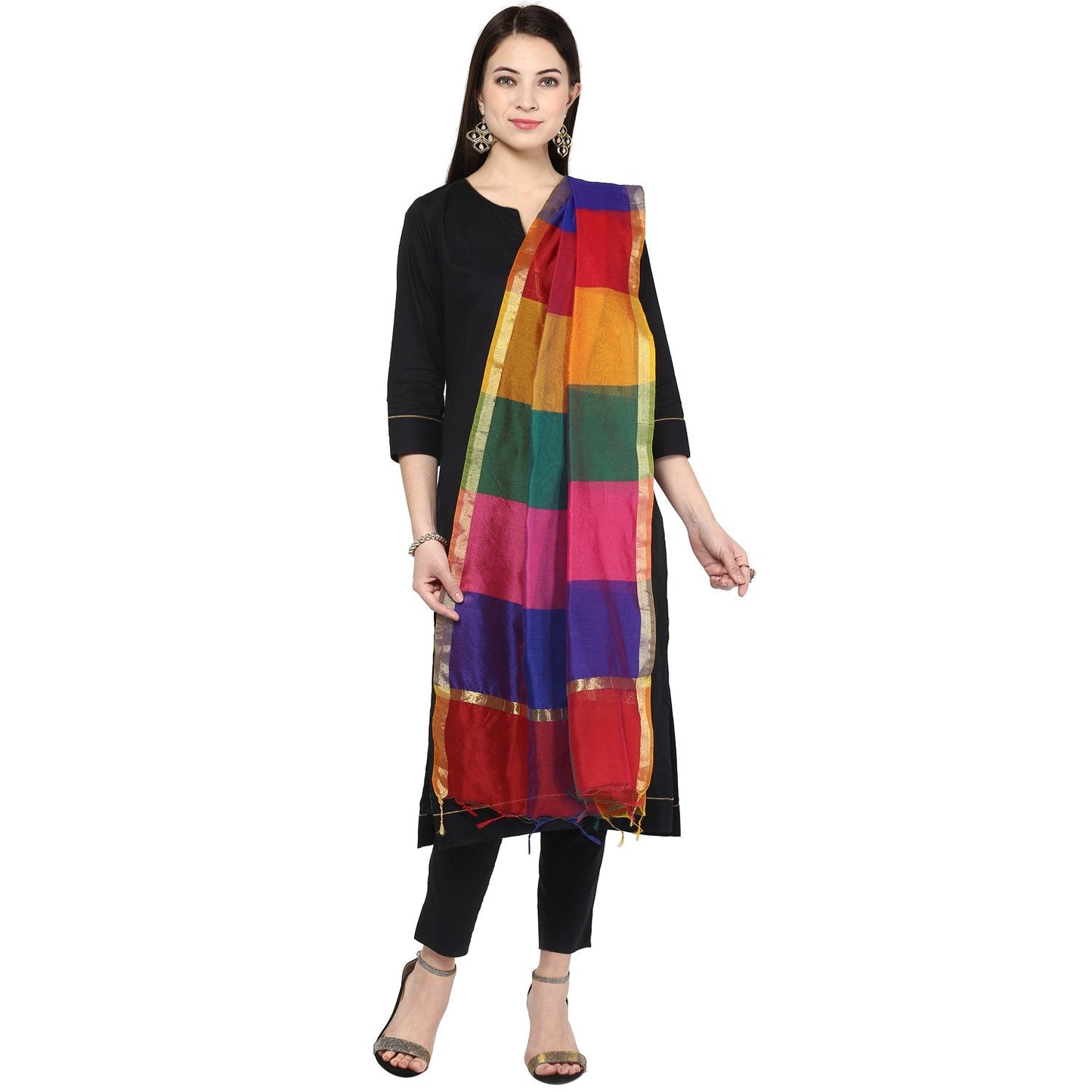 Women's Multicoloured Silk Dupatta