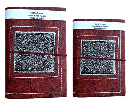 Rastogi Handicrafts Gift Handmade Paper Diary Notebook Planner Silver Plated OM Printed Journal (2)