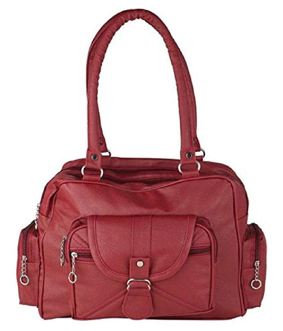 Women's D pocket maroon synthetic Shoulder handbag and wallet