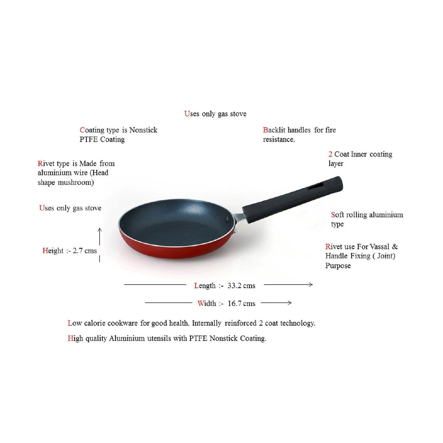 Non-Toxic Coating Aluminium Mini Tapper Pan (16.51 cm, Red Matte)