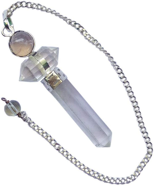 WholesaleGemShop Clear Quartz Herkimer Pendant - Pendulum