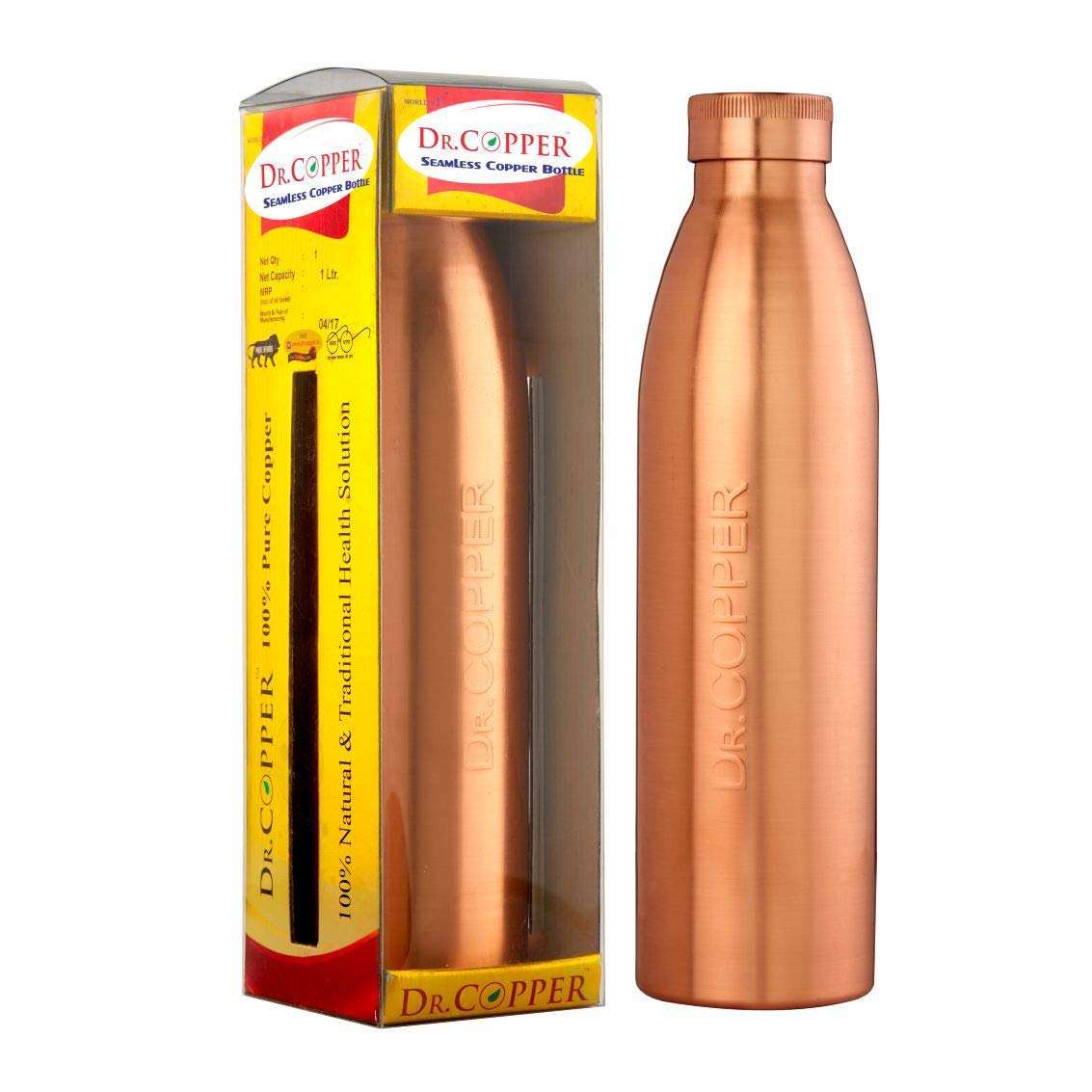 Dr. Copper Jumbo Pack-Buy Copper Water Bottle 1 Litre with 300 ml Copper Glass Free