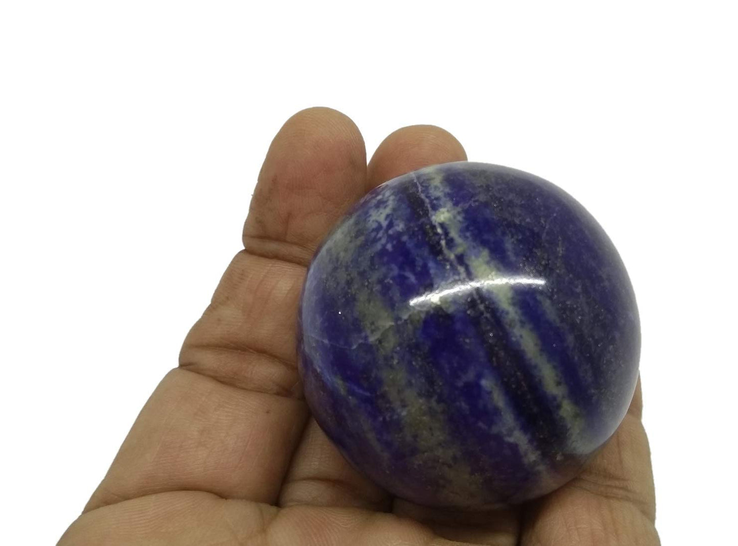 WholesaleGemShop Natural Lapis Lazuli 35-38 mm Ball Sphere Gemstone A+ Hand Carved Crystal Altar Healing Devotional Focus Spiritual Chakra Cleansing Metaphysical Gift Men Women