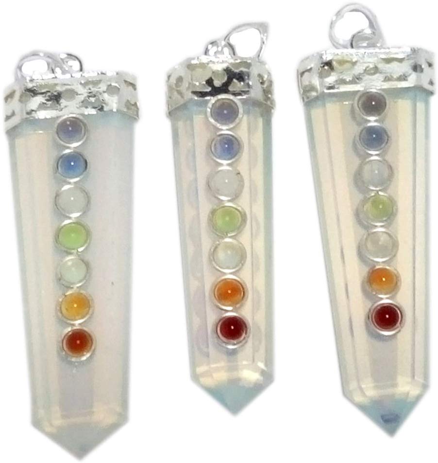 WholesaleGemShop LOT of(3) Three Opalite Flat Chakra Pendant Healing Spiritual Divine Fashion Jewelry Crystal Therapy