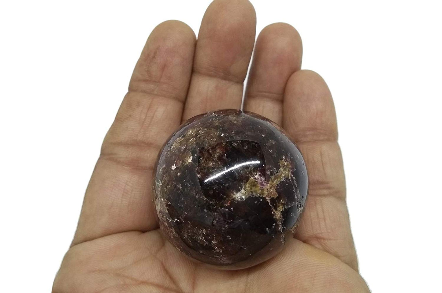 WholesaleGemShop Natural Garnet 35-38 mm Ball Sphere Gemstone A+ Hand Carved Crystal Altar Healing Devotional Focus Spiritual Chakra Cleansing Metaphysical Gift Men Women