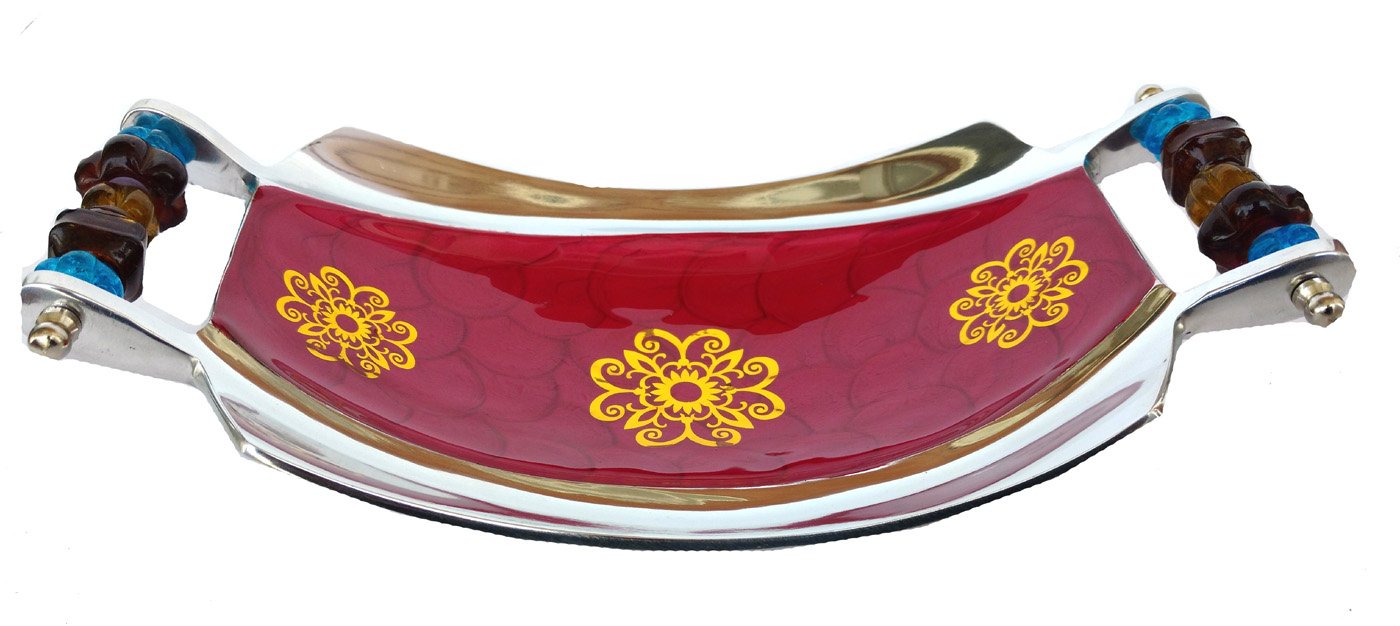 Rastogi Handicrafts Premium Quality Fruit Pasta, Noodles, Pudding, Salad, Cake, Pastry Serving Tray