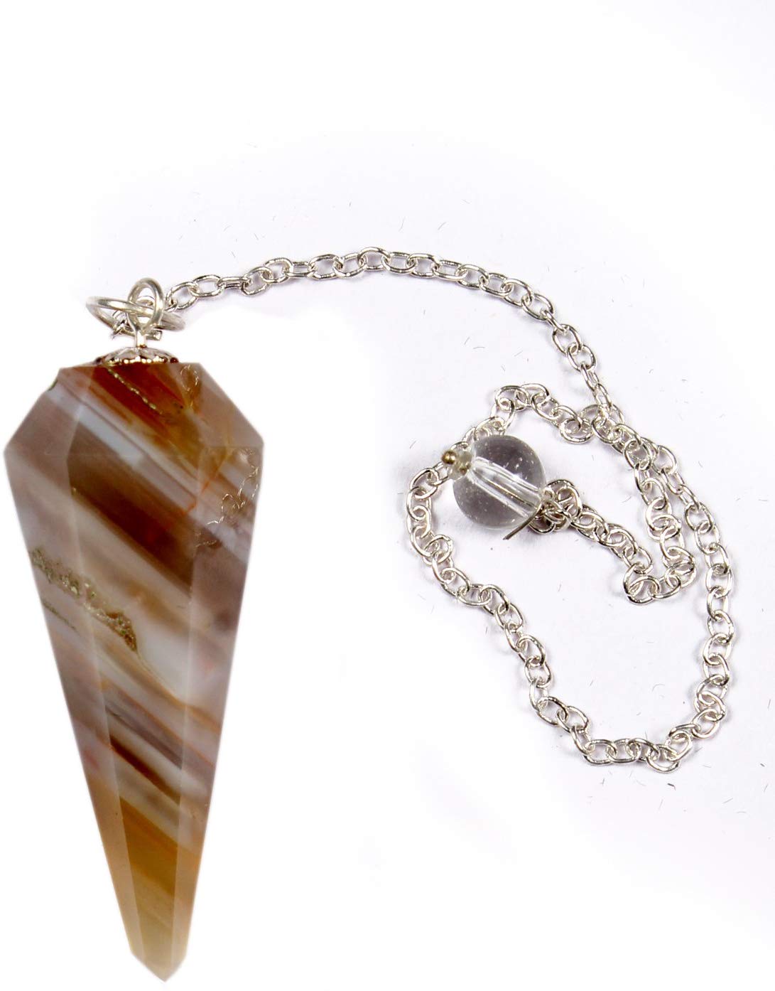 WholesaleGemShop Gemstone Faceted Indian Lace Agate Pendulum