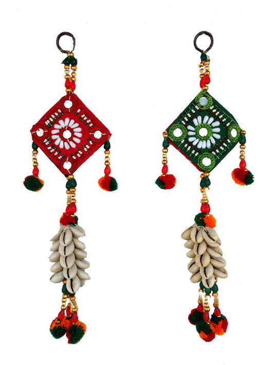 Rastogi Handicrafts Wall Hanging Handmade Kauri Bunch Stringed Decorative Ornament Christmas Diwali Party Wedding Decorative Hanging Set of Two