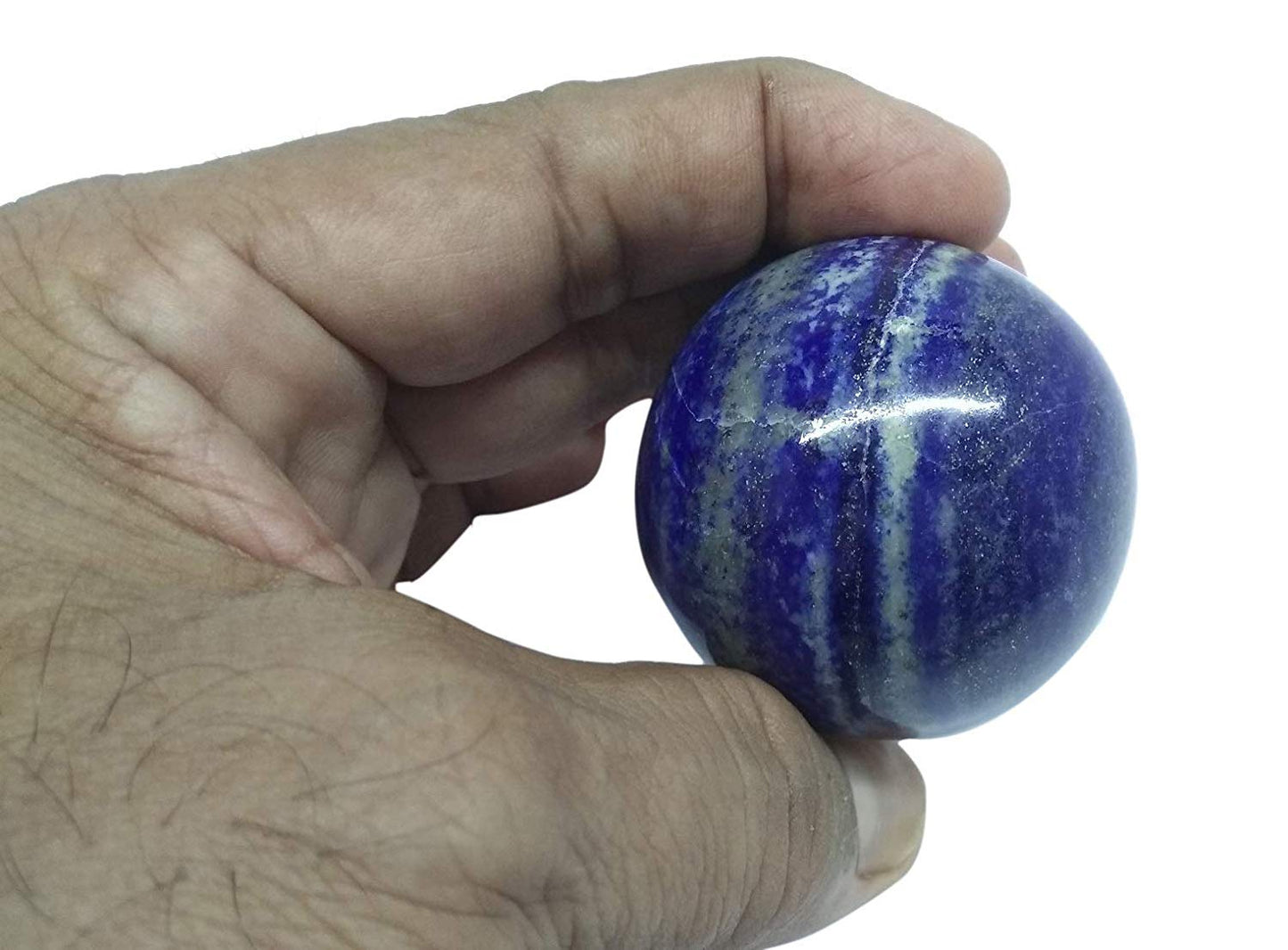 WholesaleGemShop Natural Lapis Lazuli 35-38 mm Ball Sphere Gemstone A+ Hand Carved Crystal Altar Healing Devotional Focus Spiritual Chakra Cleansing Metaphysical Gift Men Women