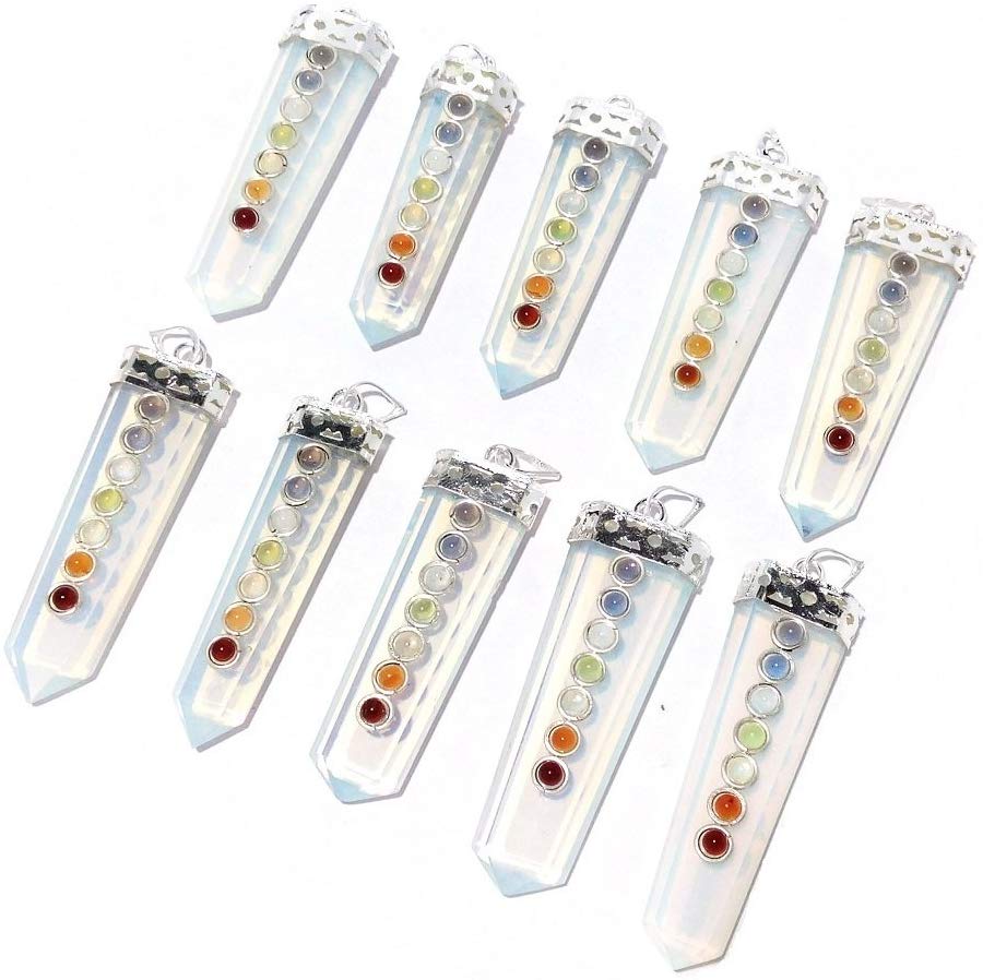 WholesaleGemShop LOT of(3) Three Opalite Flat Chakra Pendant Healing Spiritual Divine Fashion Jewelry Crystal Therapy